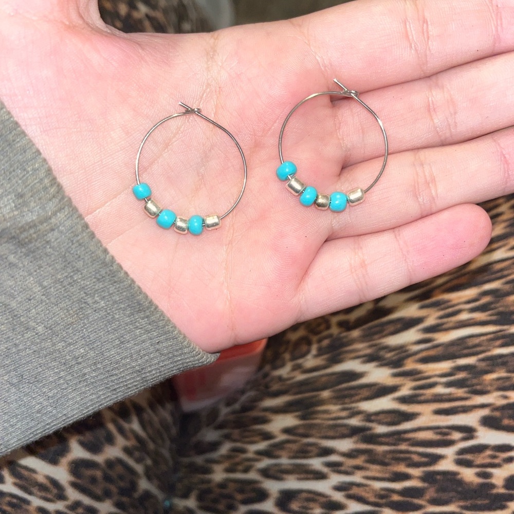 Handmade beaded Hoop Earrings